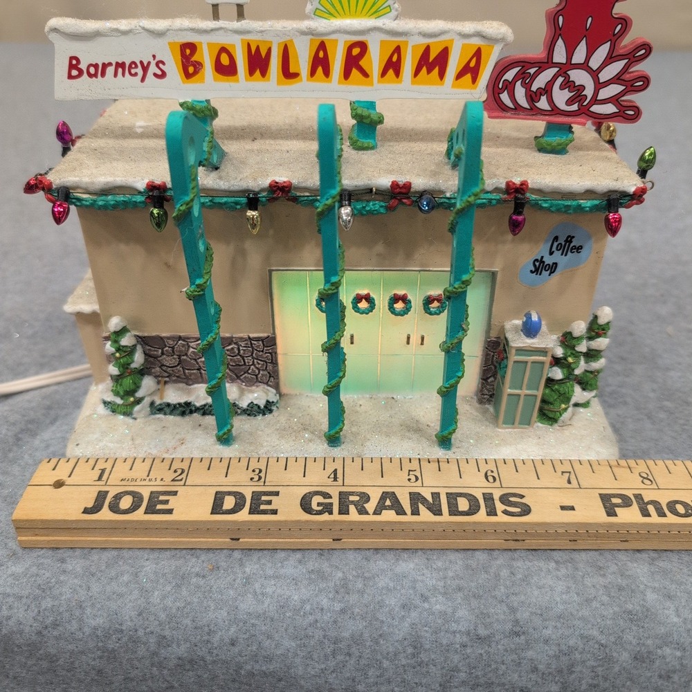 Barneys Bowlarama Lighted Christmas Village Building Retro Bowling Alley Decor - Picture 9 of 10